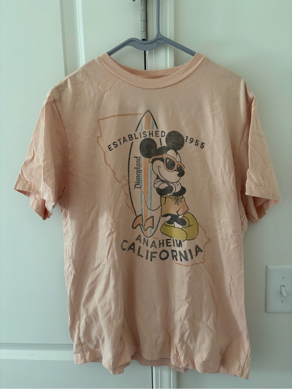 Disney Peach Mickey Mouse Anaheim California Short Sleeve Tee